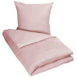 Stribet sengetøj dobbeltdyne 200x220 cm - Jacquardvævet sengesæt - Lyserødt sengetøj - 100% Bomuldssatin - Borg Living
