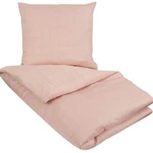 Ternet sengetøj 140x220 cm - Check Rosa - Lyserødt sengetøj - Jacquardvævet sengesæt - 100% bomuldssatin - By Night