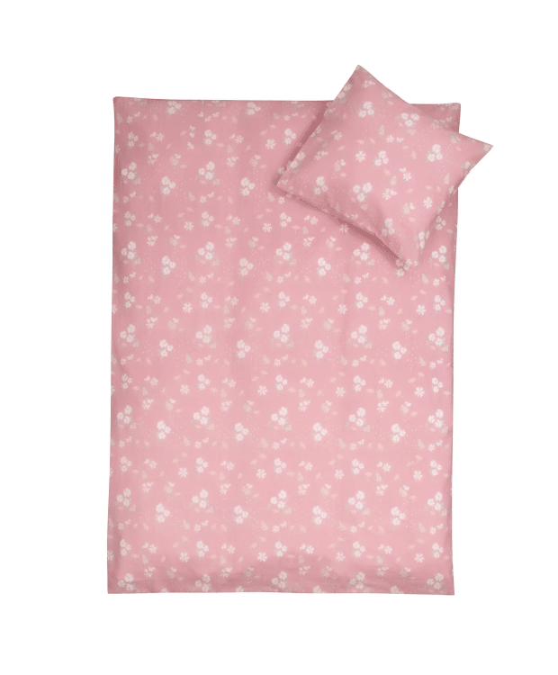 Junior sengetøj 100x140 cm - Lyserødt junior sengesæt med kaniner - 100% blød bomulds sengelinned